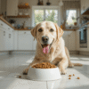 Labrador Retriever enjoying a nutritious meal from a high-quality dog food bowl.